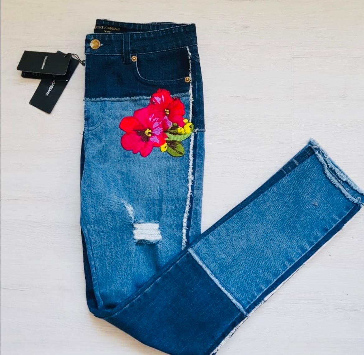 Vaqueros Dolce & Gabbana Denim Flores Negro en venta