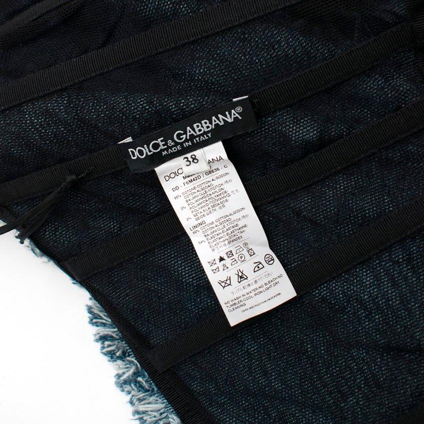 Black Dolce & Gabbana Denim & Lace Mini Dress US 0-2 For Sale