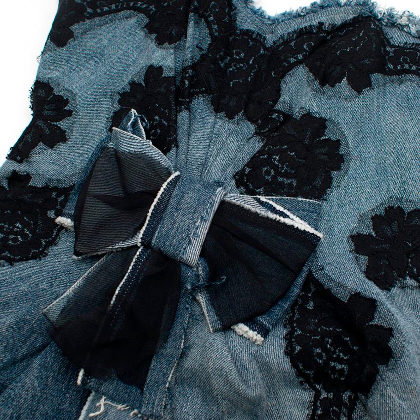 Dolce & Gabbana Denim & Lace Mini Dress US 0-2 In Excellent Condition For Sale In London, GB