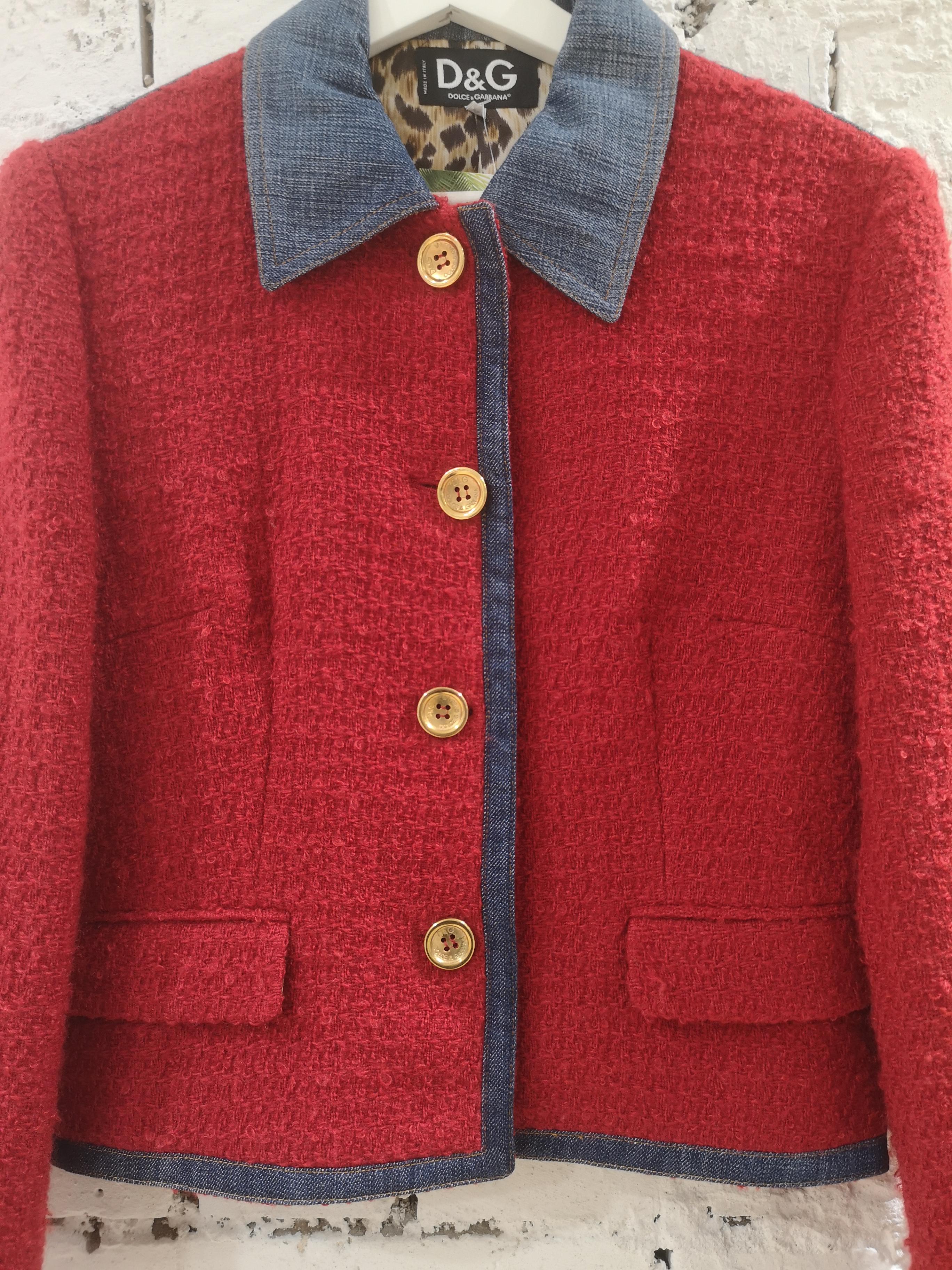 Red Dolce & Gabbana denim red wool jacket