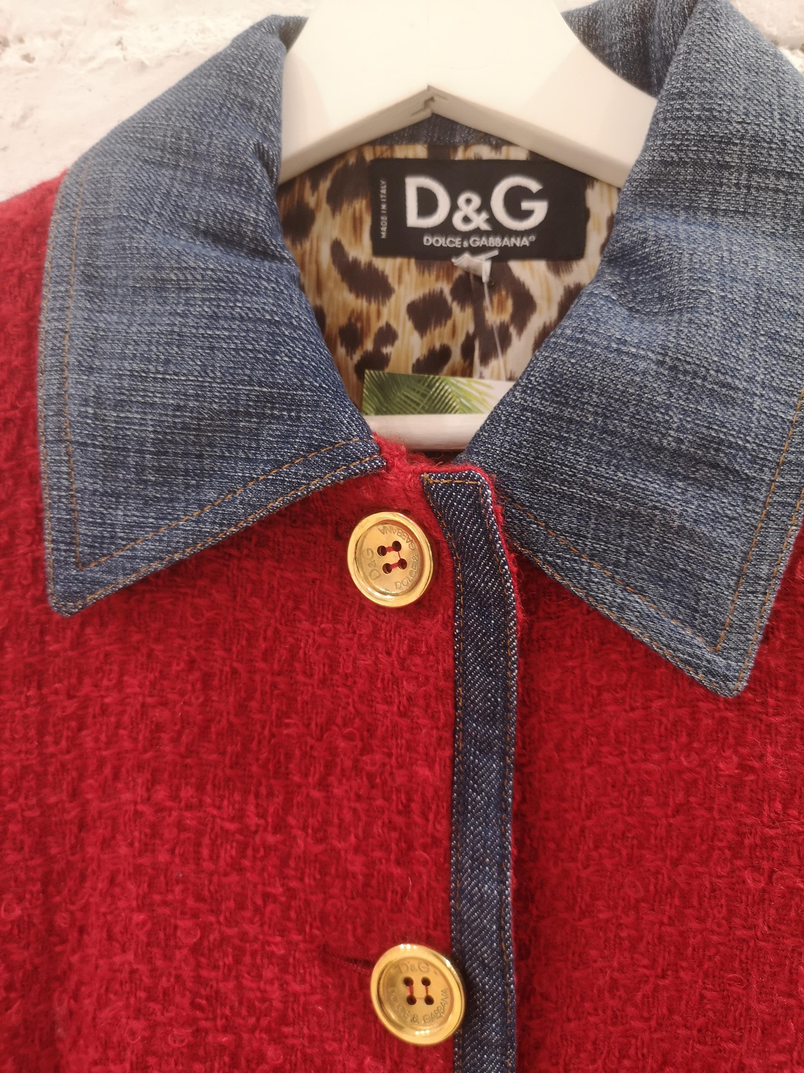 Dolce & Gabbana denim red wool jacket In Excellent Condition In Capri, IT