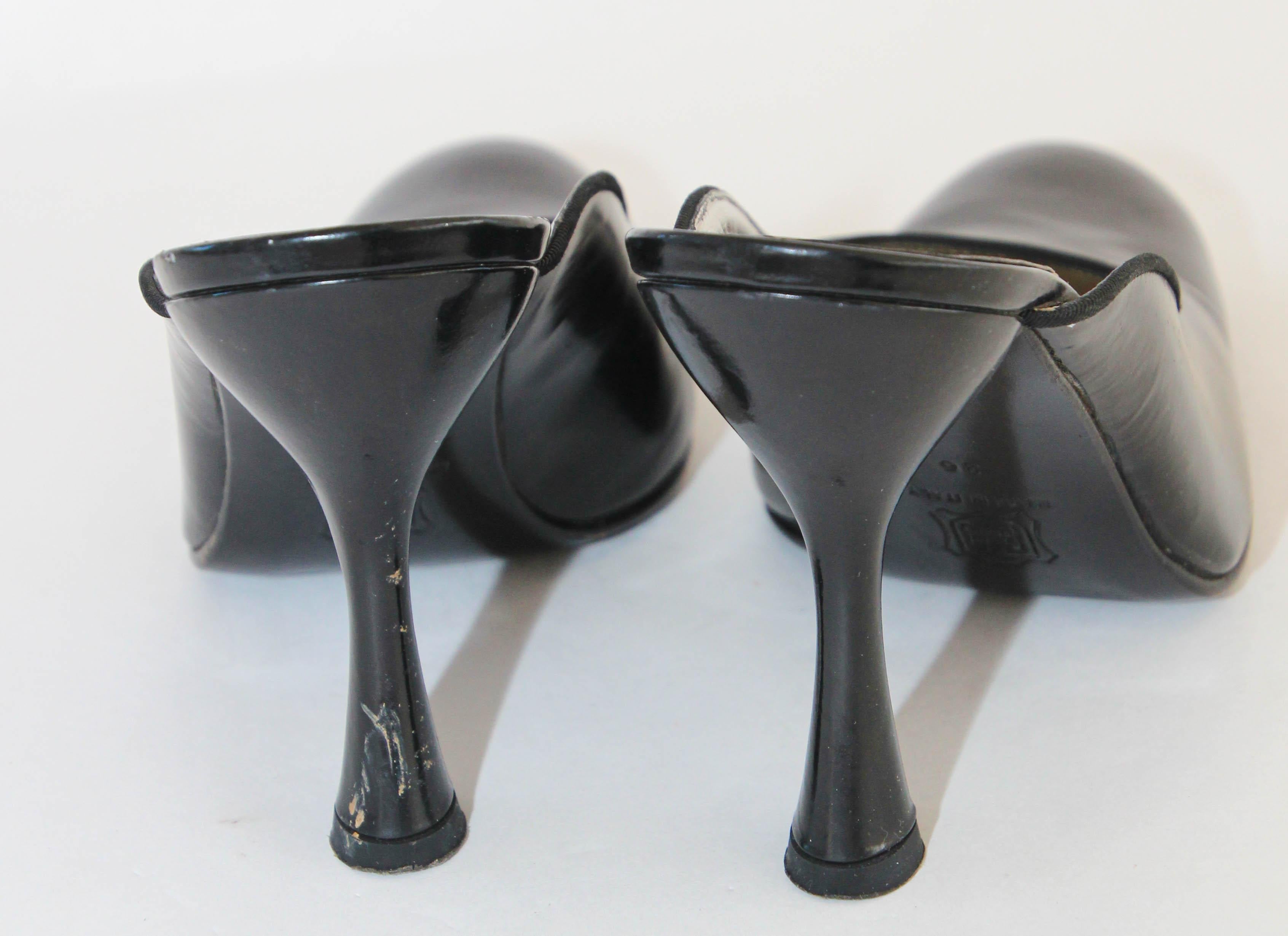 Dolce & Gabbana Designer Black Leather Mules Sandals Size: 36 EU For Sale 1
