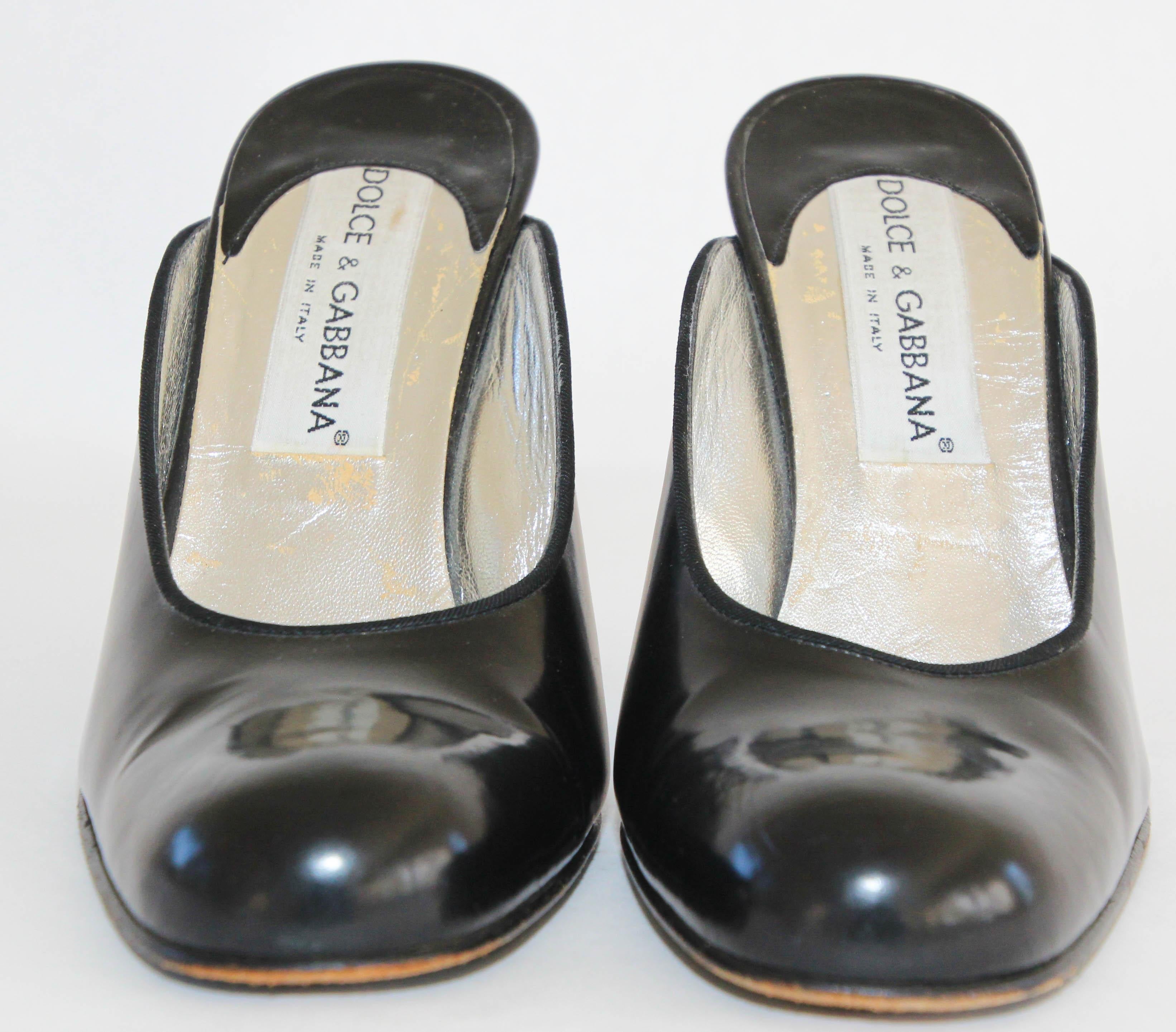 Dolce & Gabbana Designer Black Leather Mules Sandals Size: 36 EU For Sale 4