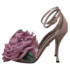 Dolce & Gabbana Desirée Pink Satin Floral Stiletto Sandals Size 37