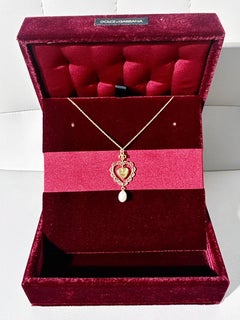 Dolce & Gabbana Devotion Collection Gemstone Heart & Pearl Necklace