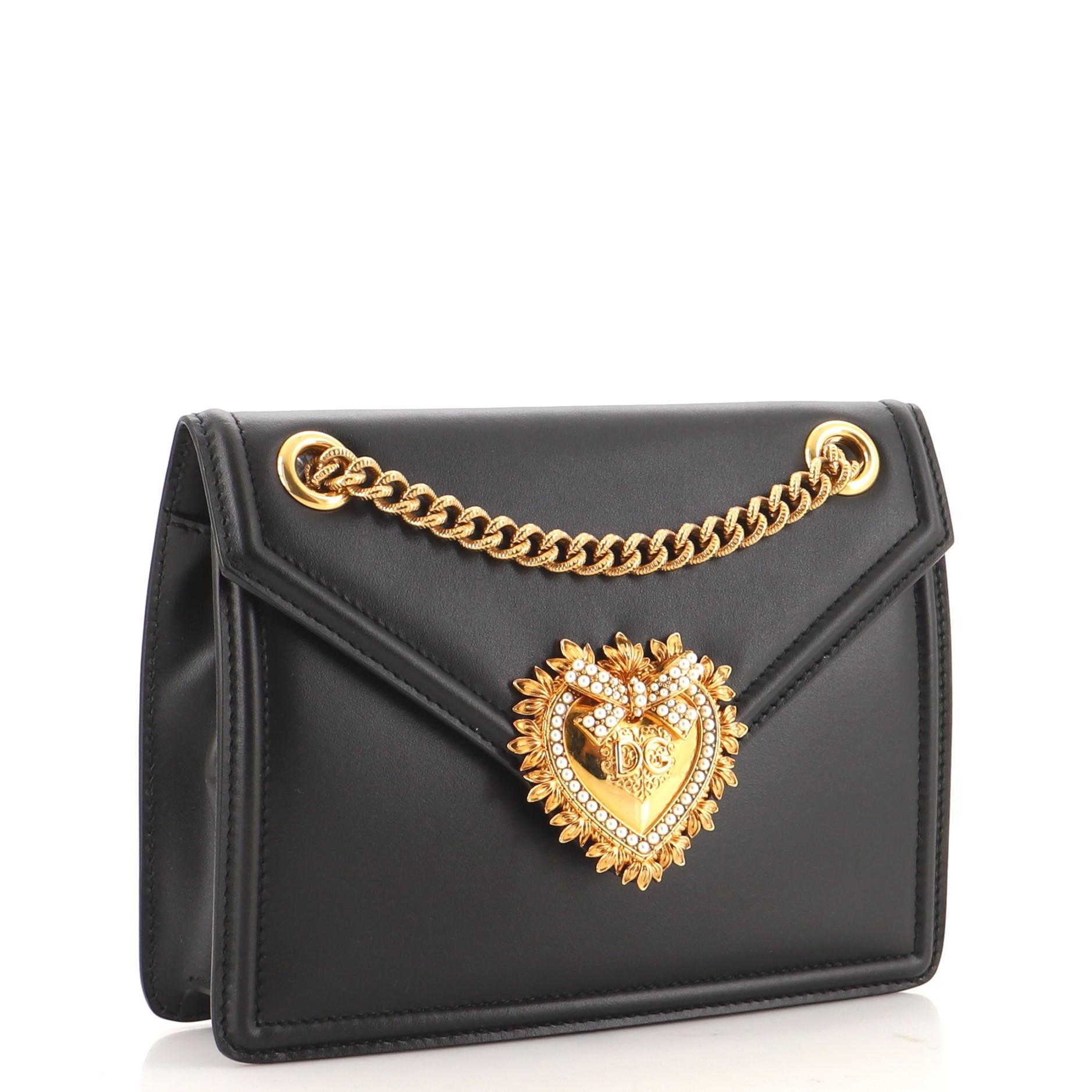Black Dolce & Gabbana Devotion Crossbody Bag Leather Small