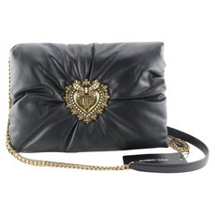 Dolce & Gabbana Dolce & Gabbana Devotion Logo Heart Puffy Leather Crossbody GHW 1DG424C