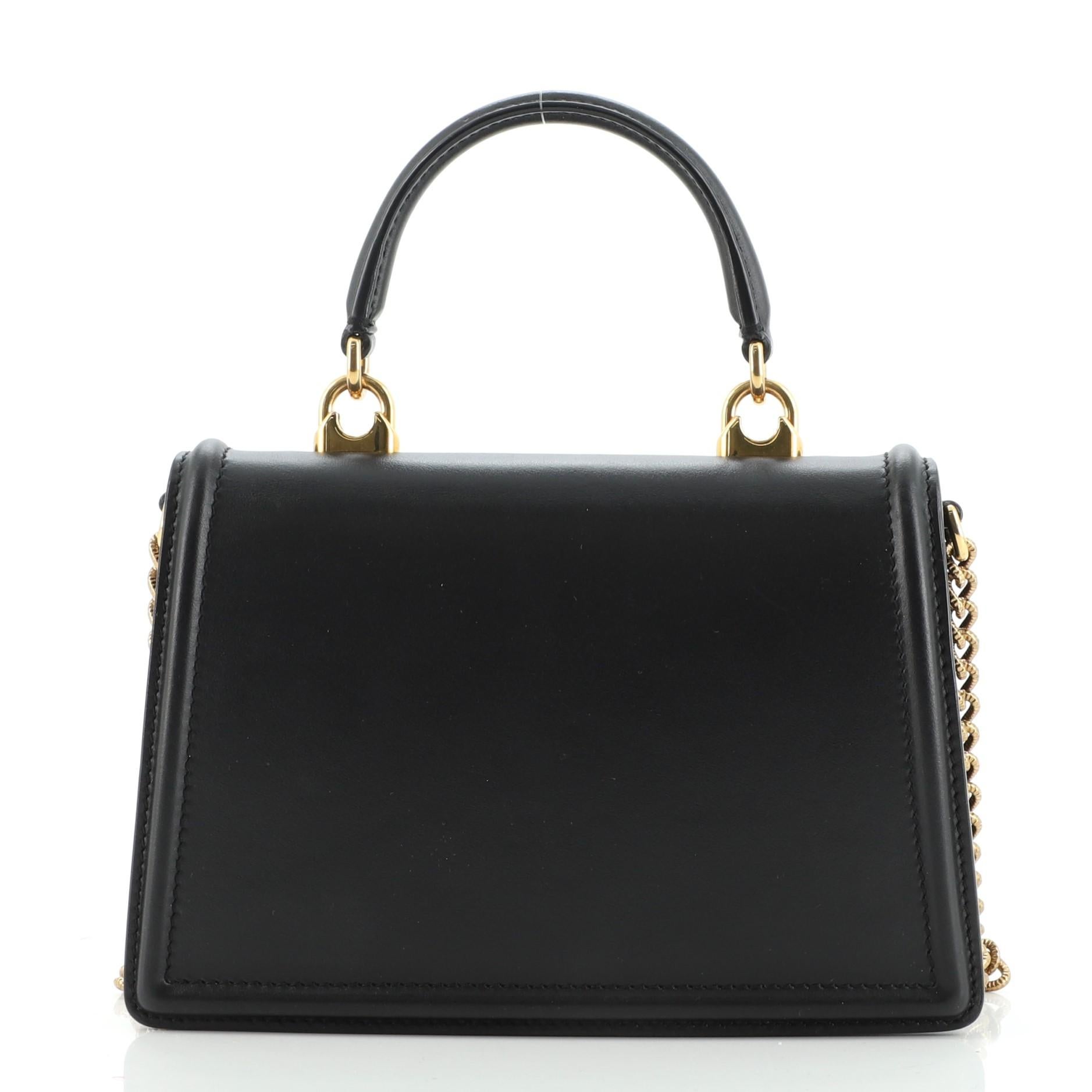 Black Dolce & Gabbana Devotion Top Handle Bag Leather Small