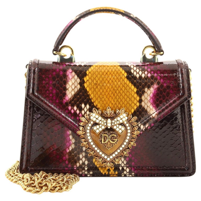 Dolce and Gabbana Devotion Top Handle Bag Python Small For Sale at 1stDibs