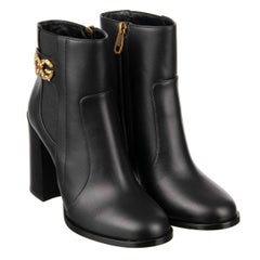 Dolce & Gabbana - DG Amore Brooch Leather Boots JANE Black EUR 37