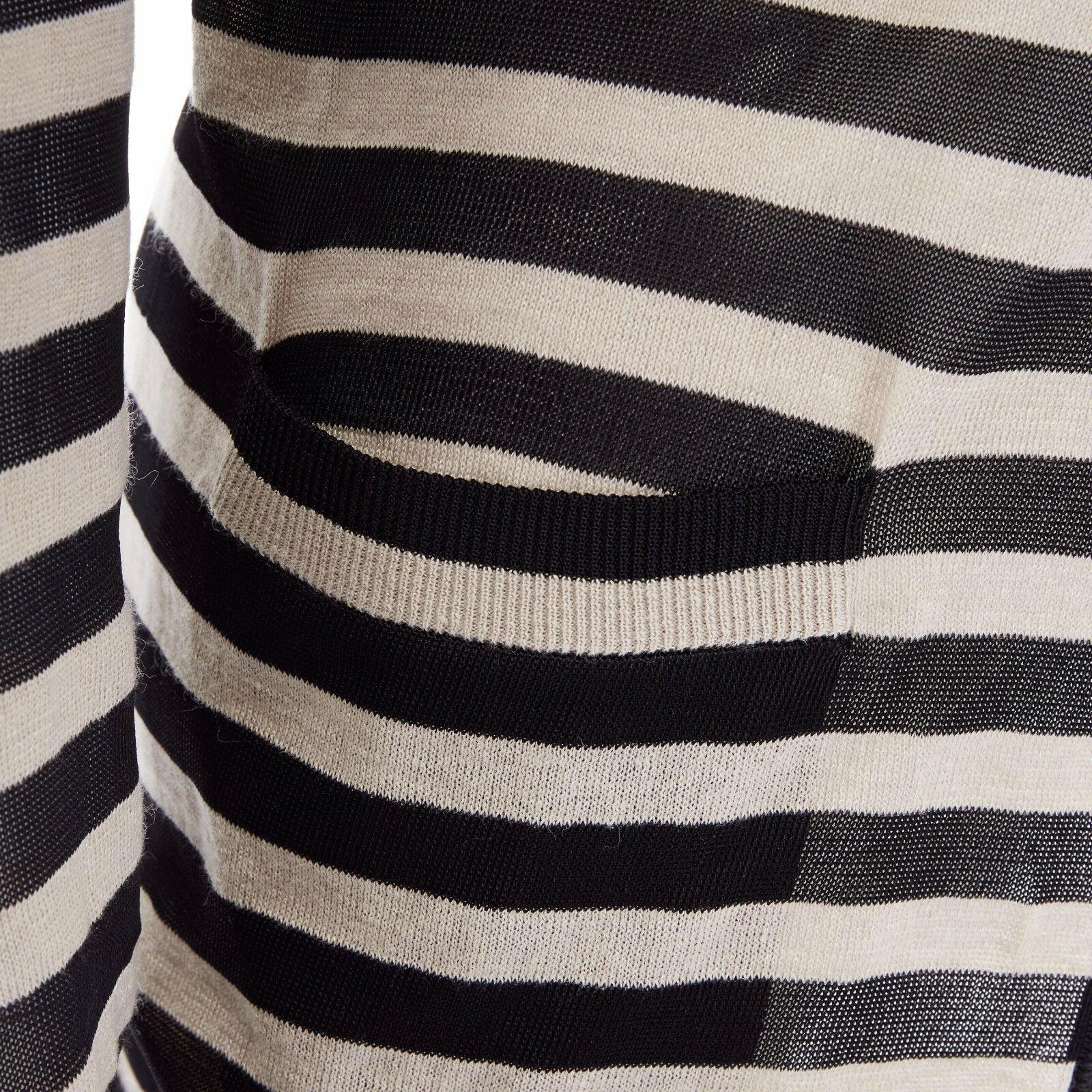 DOLCE GABBANA DG beige black striped fine knit long cardigan IT38 US0 XS 3