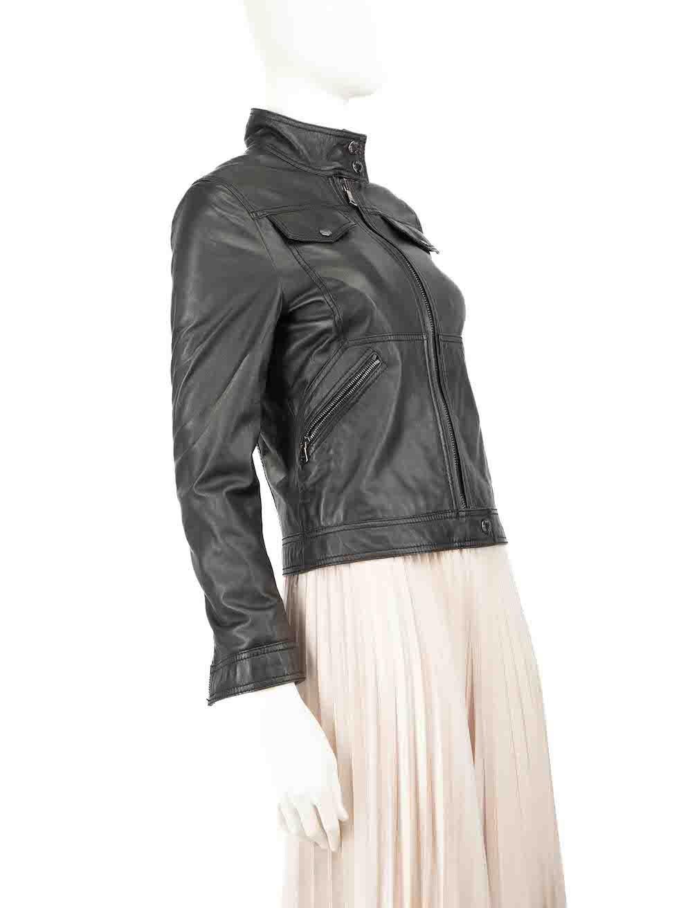 Dolce & Gabbana D&G Black Leather Biker Jacket Size S In Excellent Condition In London, GB