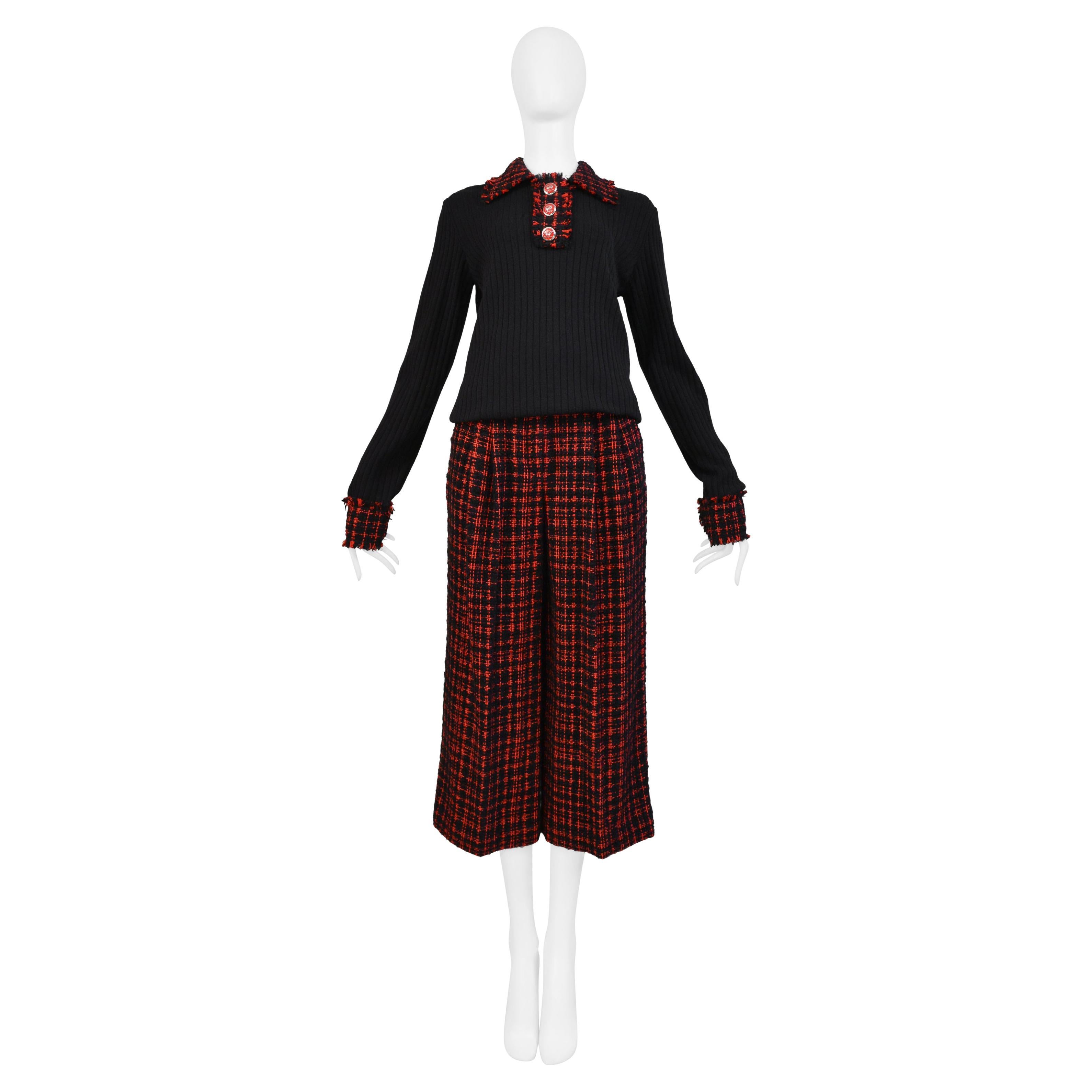 Dolce 
Gabbana D&G Suéter de canalé negro y pantalones a cuadros en venta