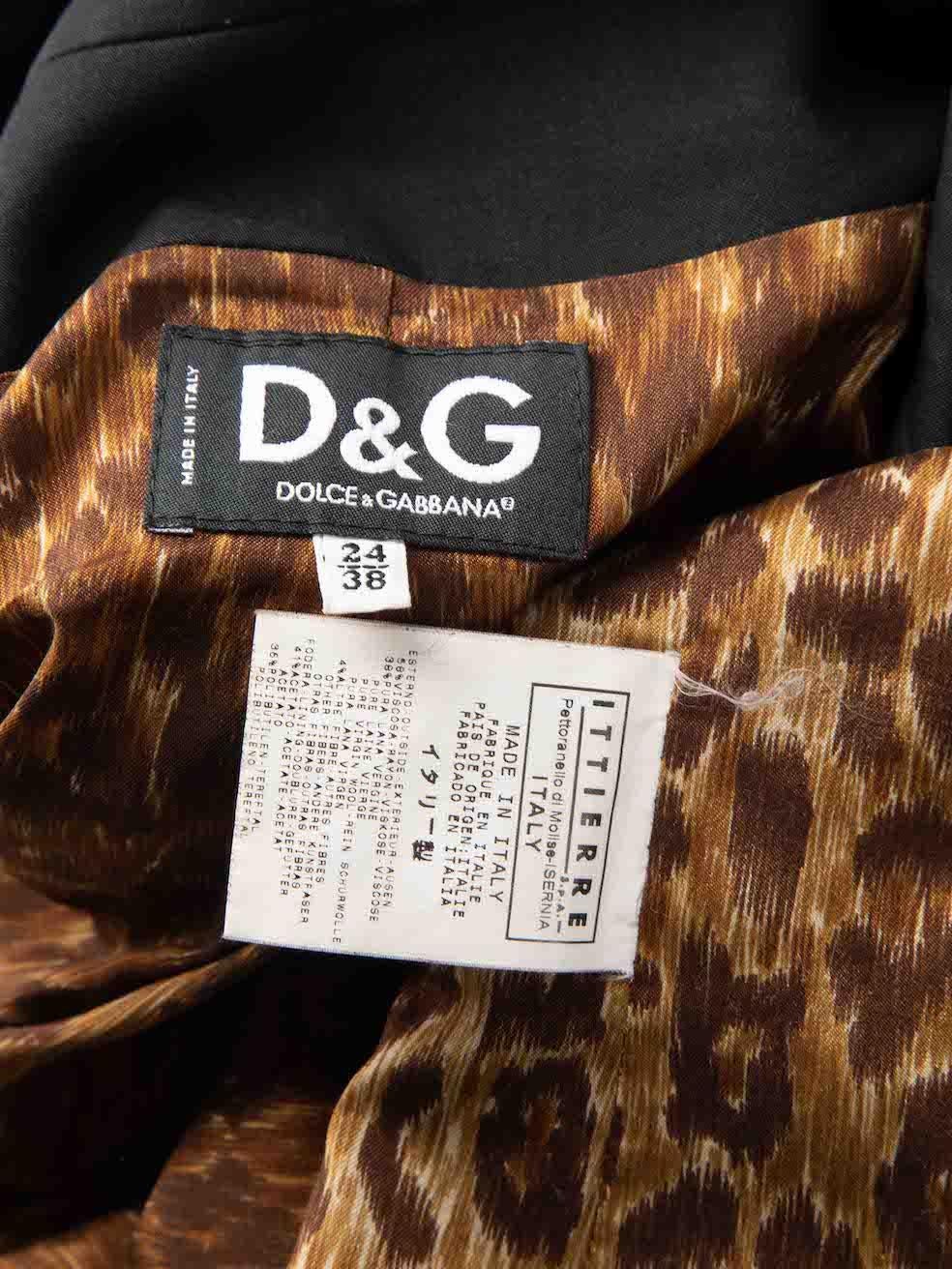 Dolce & Gabbana D&G by DOLCE & GABBANA Black Tailored Blazer Taille XS Pour femmes en vente