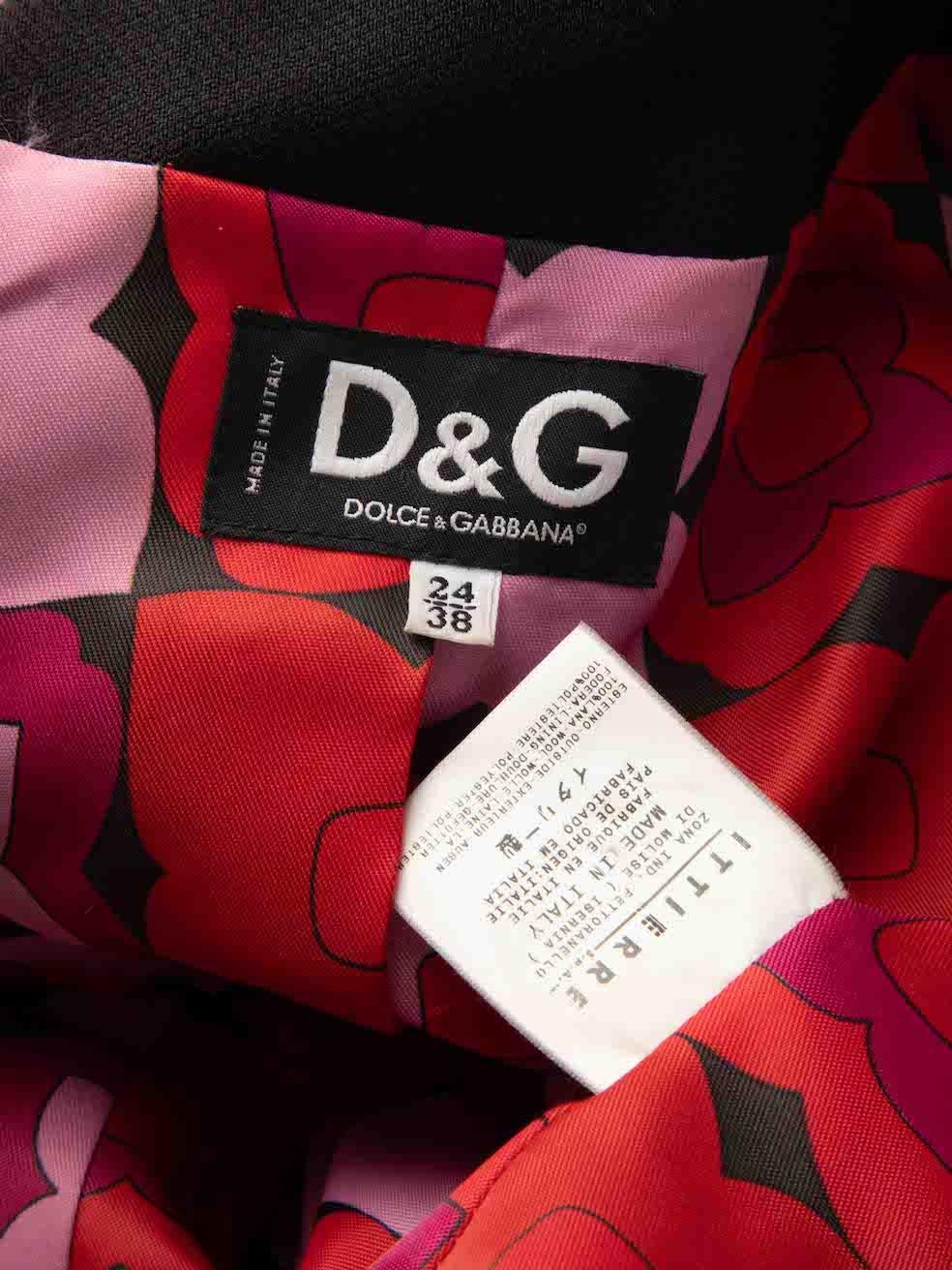 Women's Dolce & Gabbana D&G Black Wool Button Up Blazer Size XS For Sale