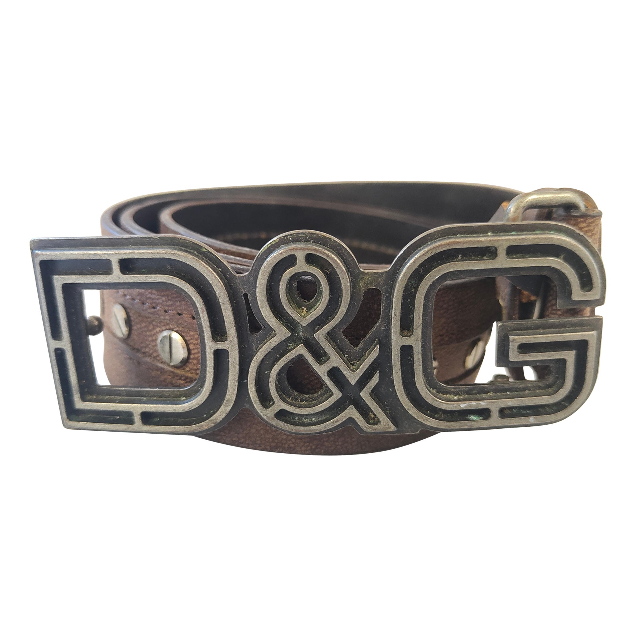 D&G Vintage Brown Studded Belt by Dolce and Gabbana, 1990s, Unisex