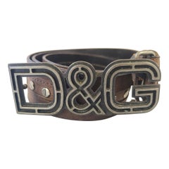 D&G Vintage Brown Studded Belt by Dolce & Gabbana, 1990s, Unisex