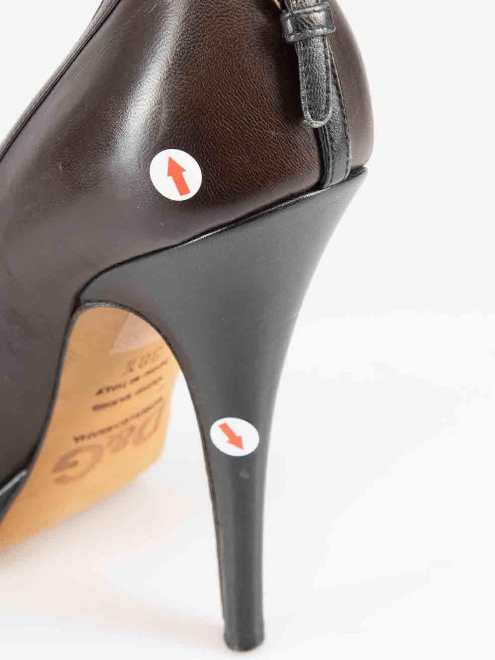 Dolce & Gabbana D&G Braun Leder Peep-Toe Heels Größe IT 38.5 im Angebot 1