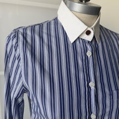 Dolce & Gabbana D&G Cotton Pinstripe Shirt with Contrast Collar and Cuffs
