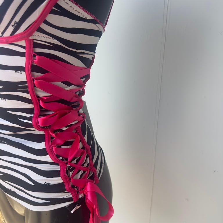 Dolce and Gabbana D&G Zebra Corset Top new with tag For Sale at