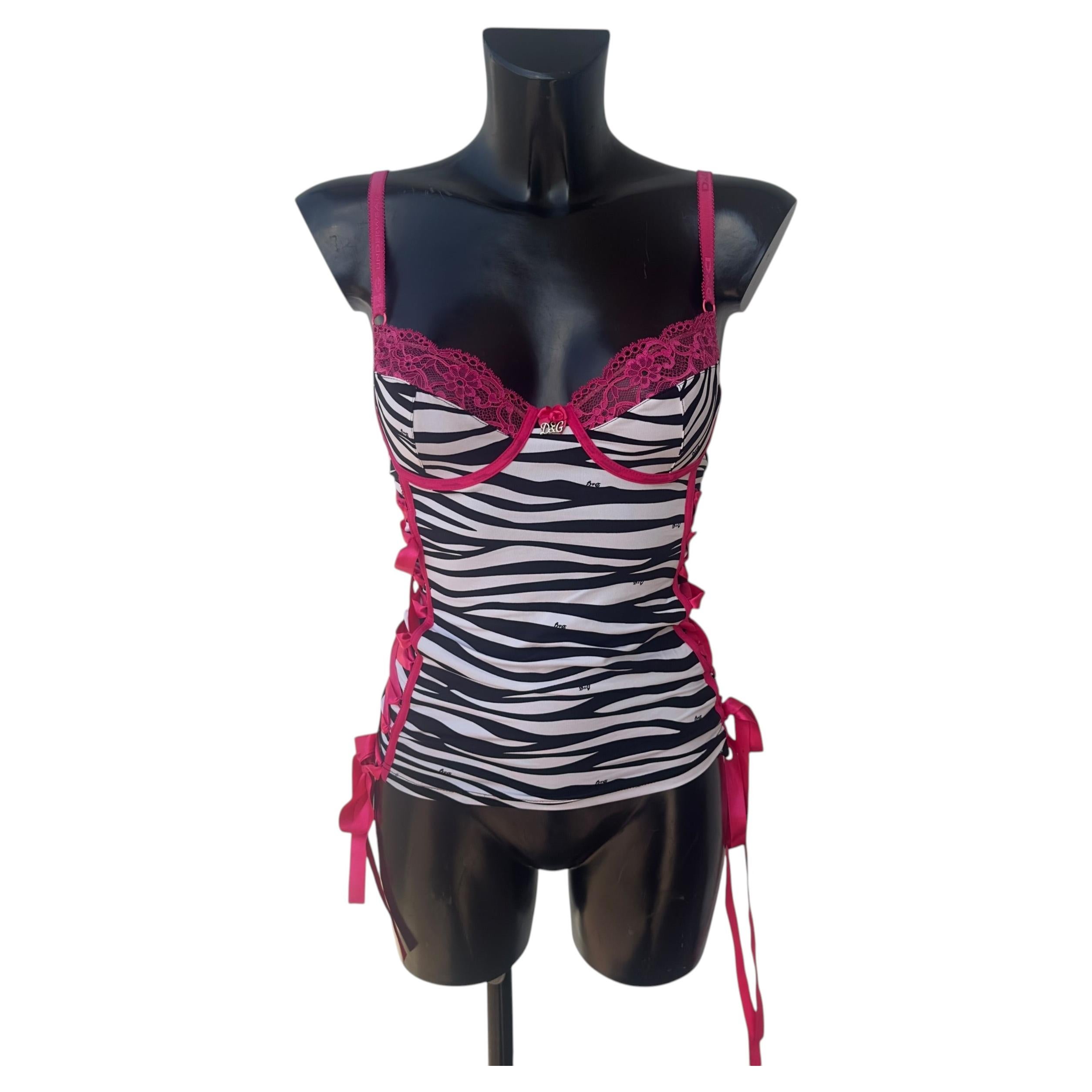 Dolce and Gabbana D&G Zebra Corset Top new with tag For Sale at