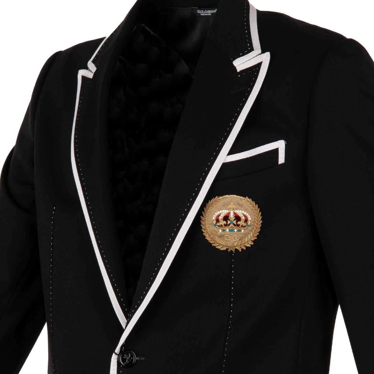 Dolce & Gabbana - DG Crown Embroidery Jersey Blazer Jacket Black 48 In Excellent Condition For Sale In Erkrath, DE