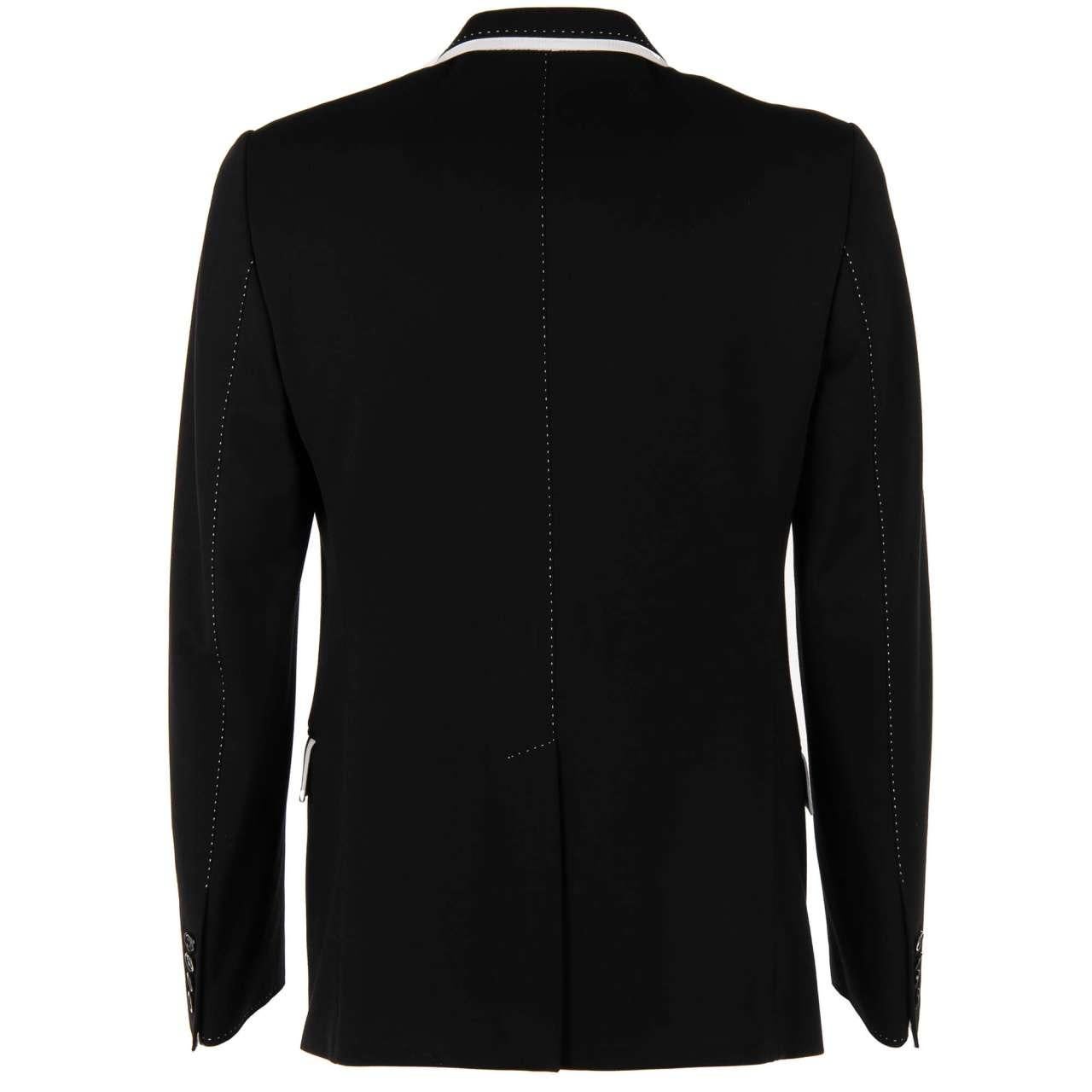 Men's Dolce & Gabbana - DG Crown Embroidery Jersey Blazer Jacket Black 48 For Sale