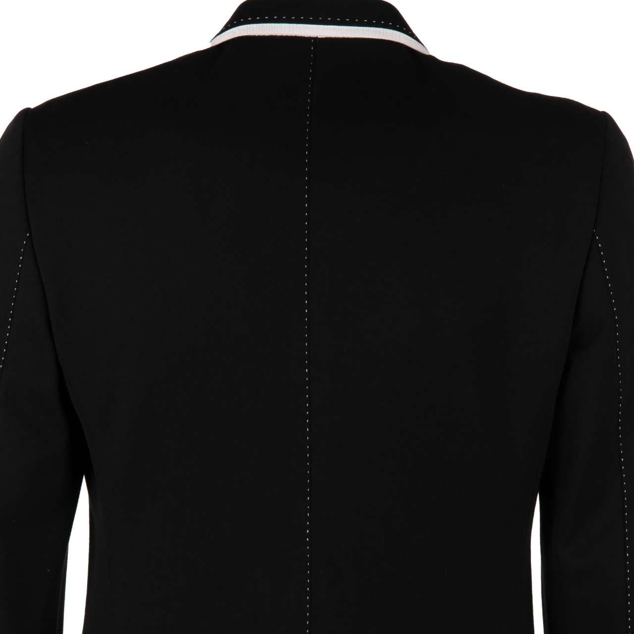 Dolce & Gabbana - DG Crown Embroidery Jersey Blazer Jacket Black 48 For Sale 1