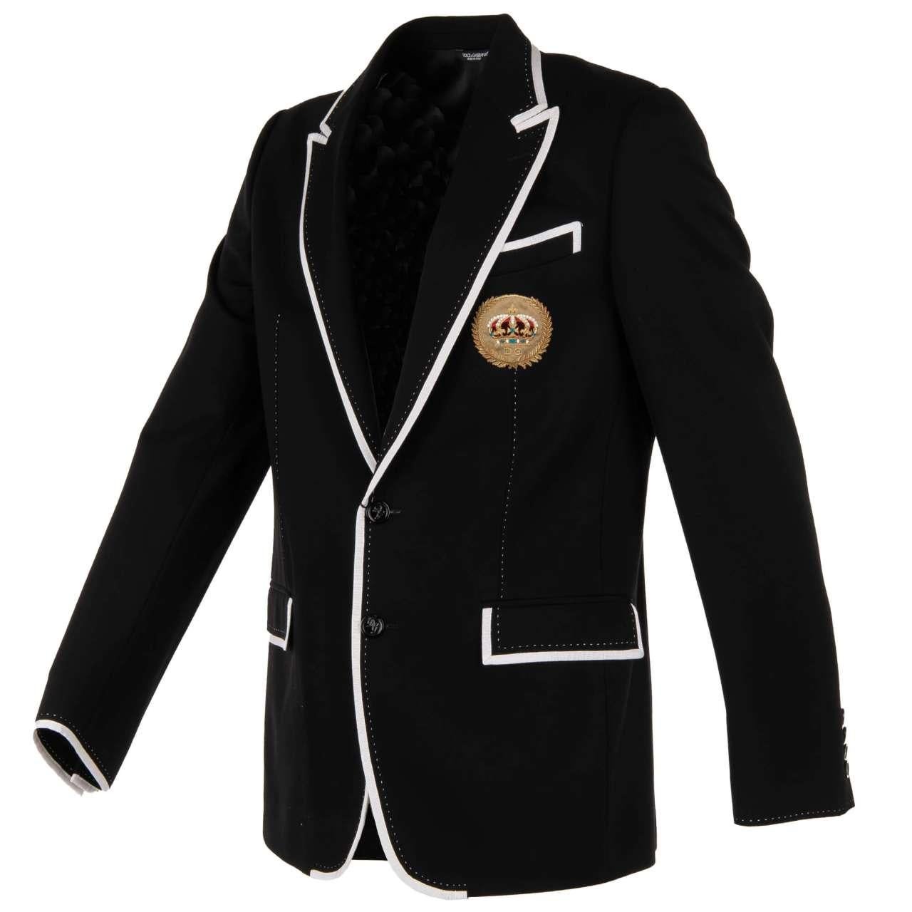 Dolce & Gabbana - DG Crown Embroidery Jersey Blazer Jacket Black 48 For Sale 3