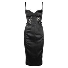 Dolce & Gabbana D&G Fall/Winter 2003 Runway Black Satin and Lace Corset Dress XS