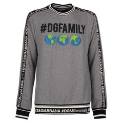 Dolce & Gabbana - DG Family Sweater with Earth Embroidery Gray 44