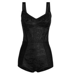 Dolce & Gabbana DG Floral Lace Corset Bodysuit IT 40 US 4 Black Retro Style