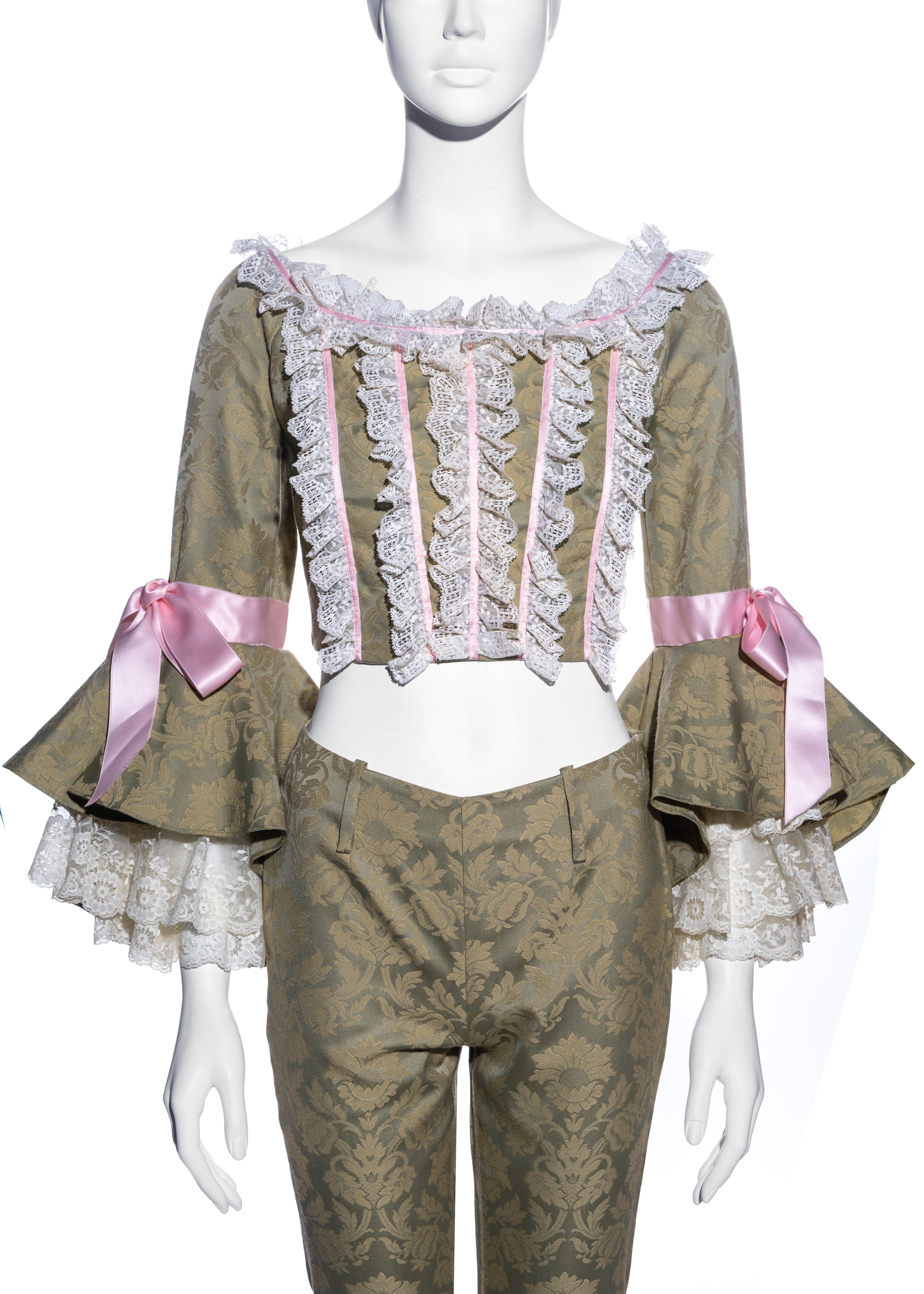 Dolce & Gabbana D&G Korsett und Hose aus grünem Brokat und Spitze:: F/S 2000 (Braun)