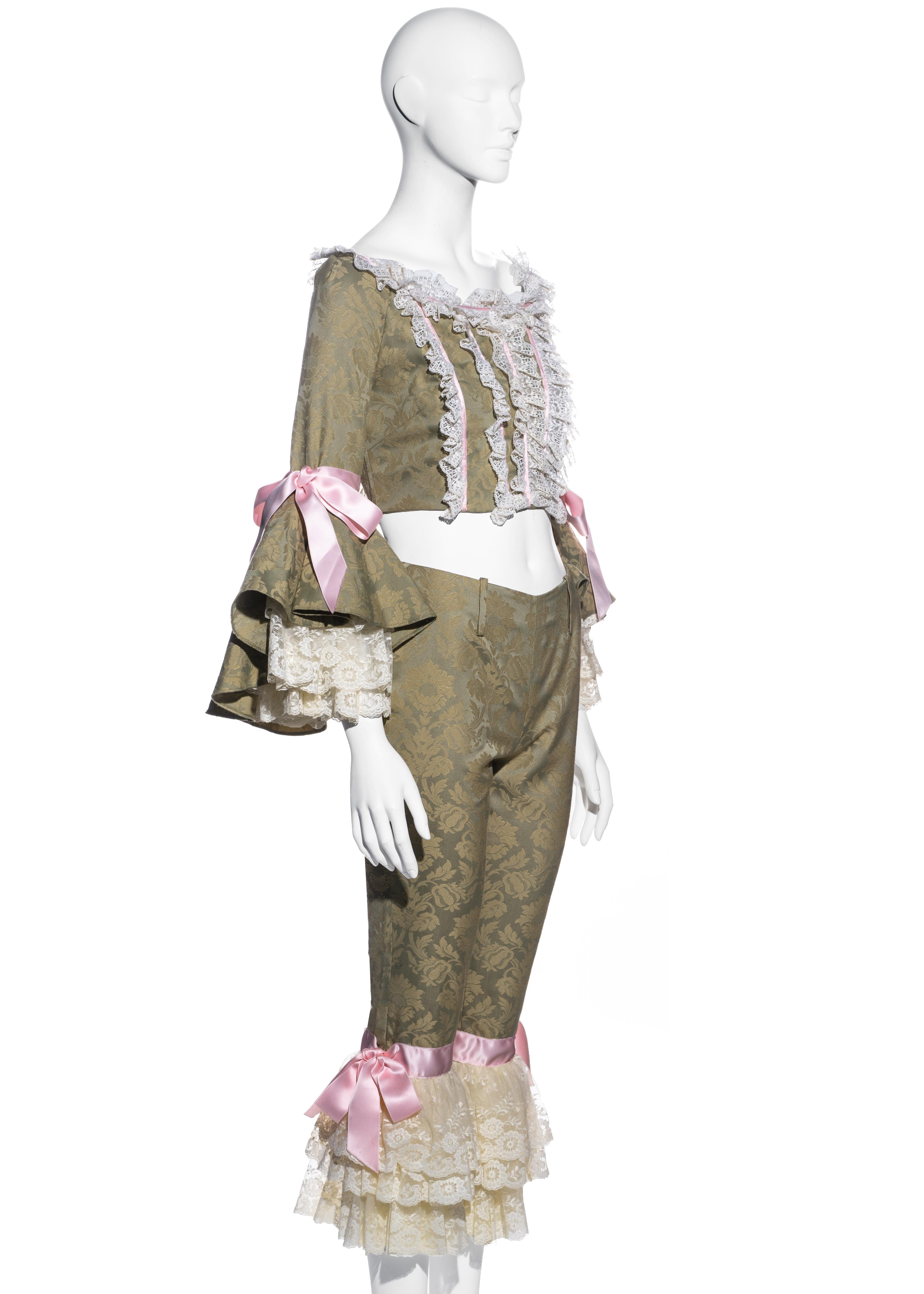 Dolce & Gabbana D&G Korsett und Hose aus grünem Brokat und Spitze:: F/S 2000 2