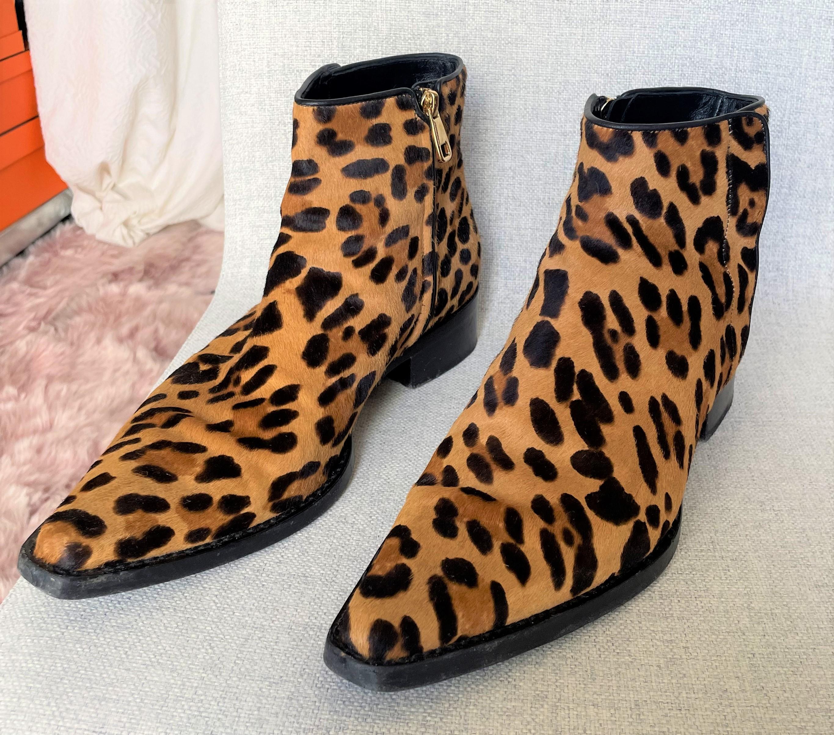 Dolce & Gabbana D&G Leopard Ankle Boots Leather  In Good Condition For Sale In 'S-HERTOGENBOSCH, NL