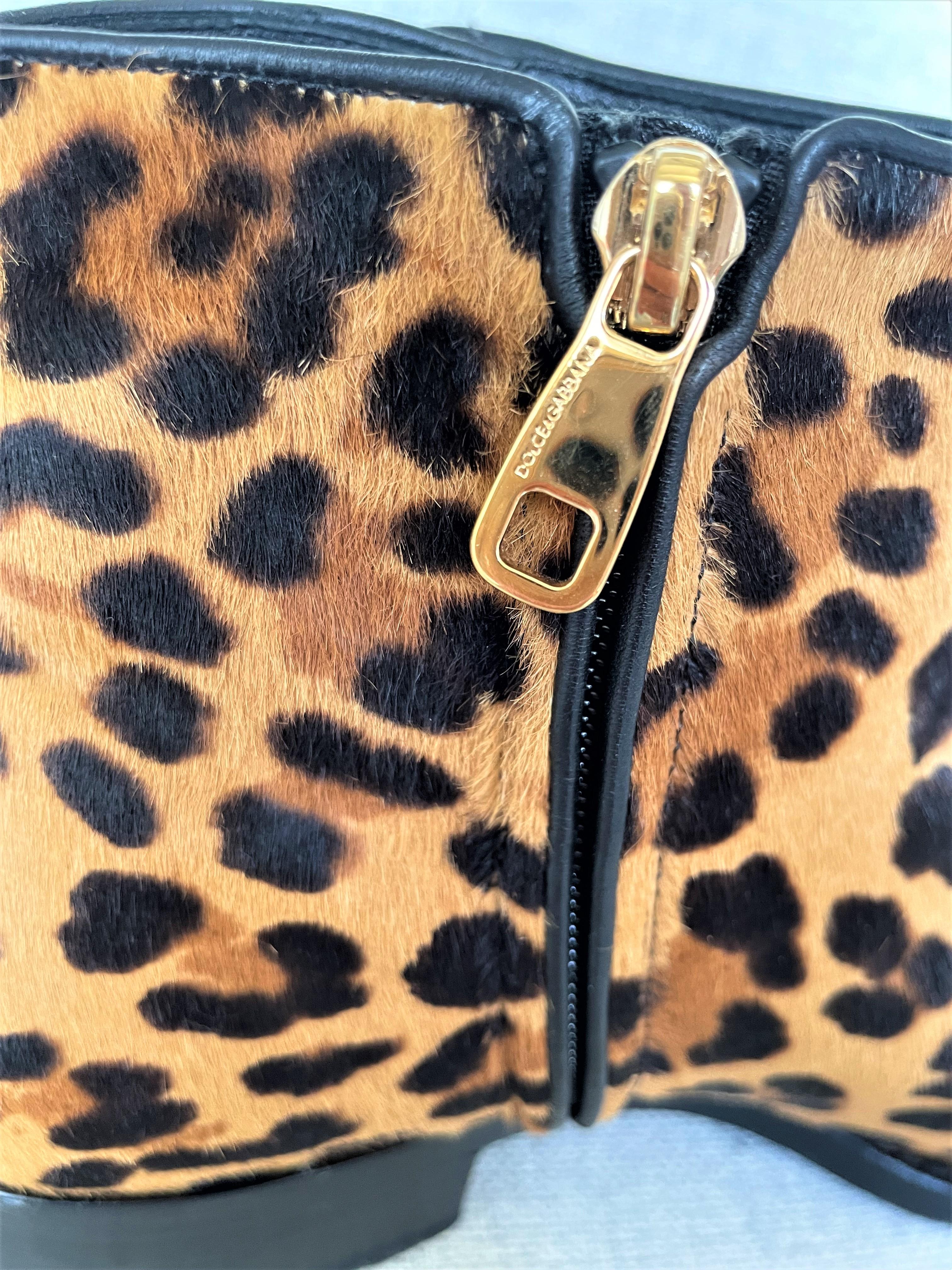 Dolce & Gabbana D&G - Bottines en cuir léopard  Unisexe en vente