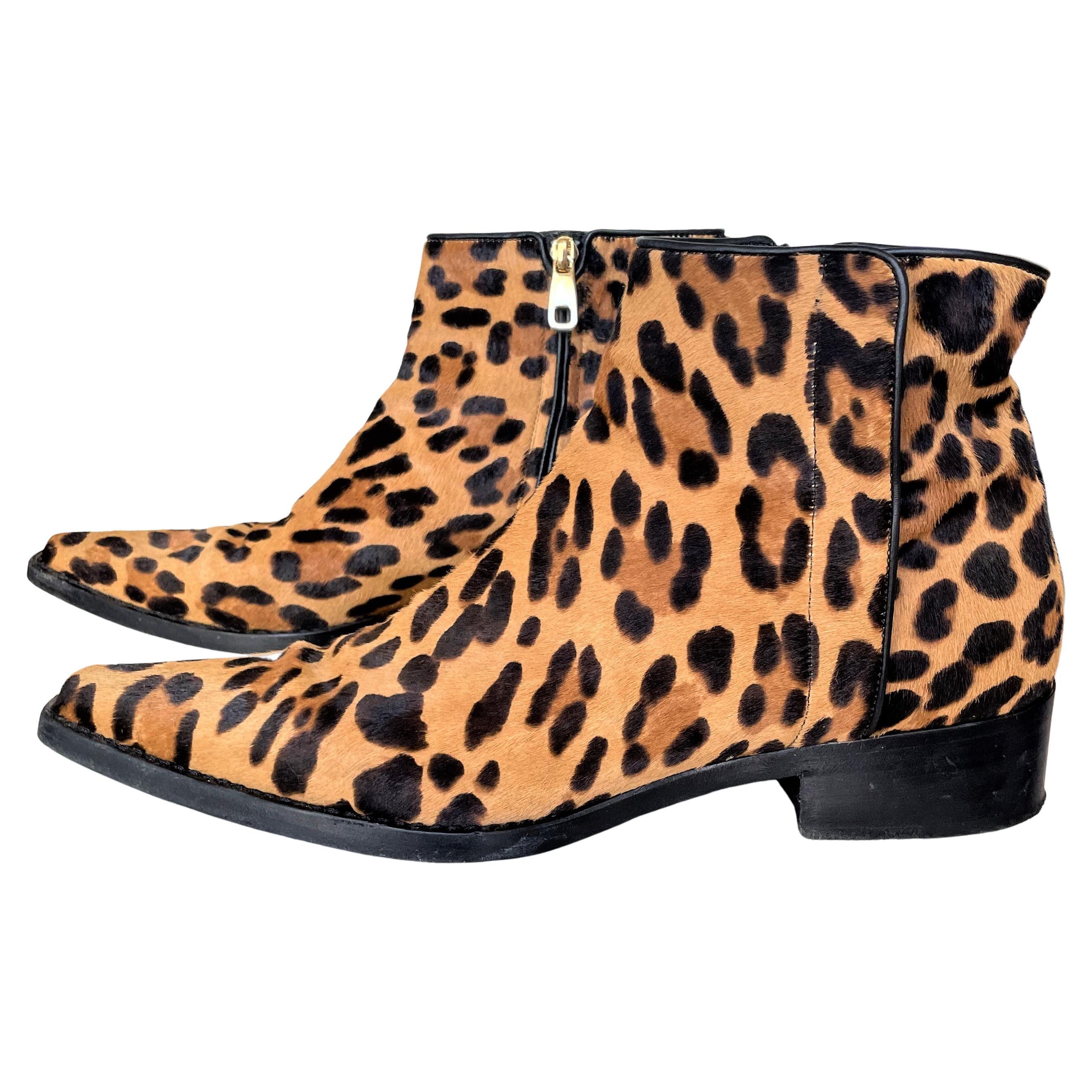 Dolce & Gabbana D&G Leopard Ankle Boots Leather 