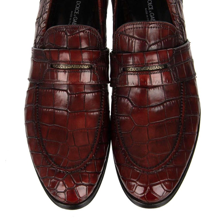 Dolce & Gabbana Red Patent Leather Moccasin Slip On Shoes
