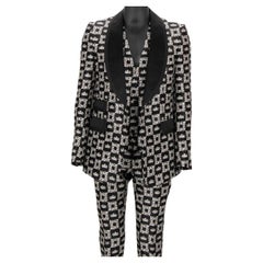 Dolce & Gabbana - DG Logo Crown 3 Piece Silk Suit Jacket Waistcoat Black 48 38 M