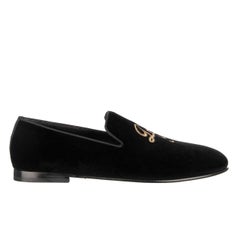 Dolce & Gabbana - DG Logo Embroidered Velvet Loafer AMALFI Black Gold EUR 41.5