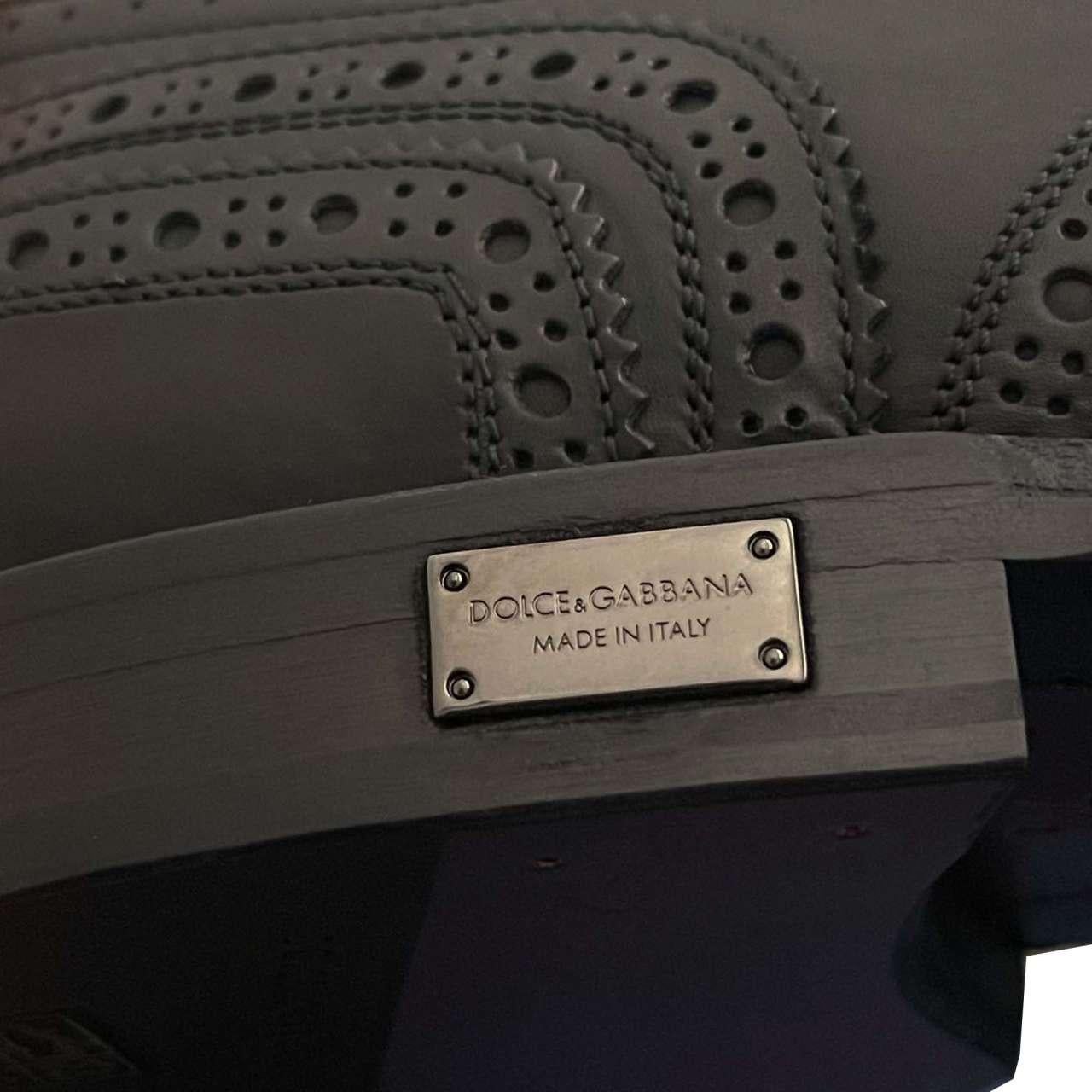Men's Dolce & Gabbana - DG Logo Formal Calf Leather Derby Shoes MARSALA Black EUR 39 For Sale