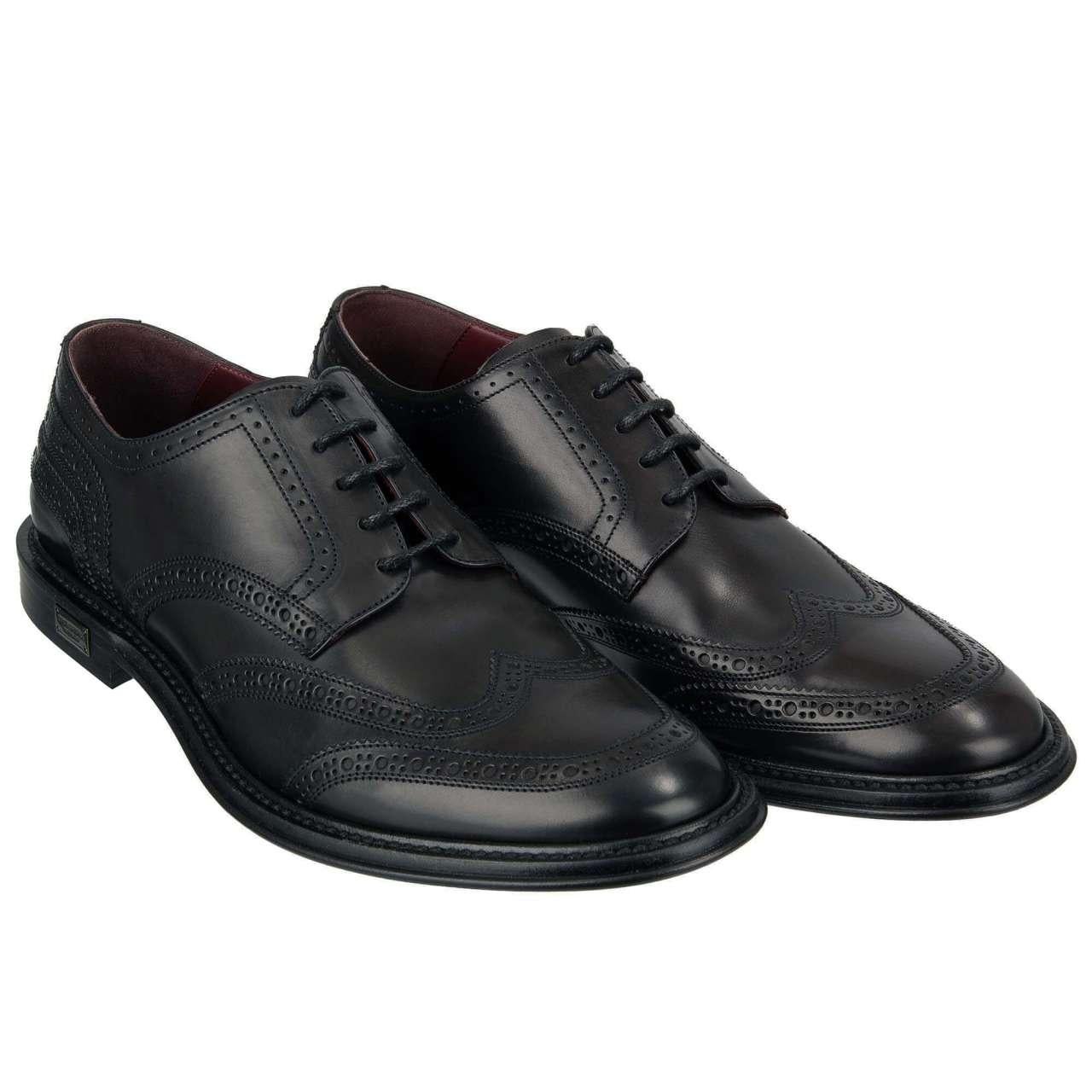 - Exclusive formal derby shoes MARSALA with DG metal logo plate made of Calf LeatherÂ in black by DOLCE & GABBANA - MADE IN ITALY - Former RRP: EUR 749 - New with Box - Model: A10421-AZ895-80999 - Material: 100% Calf Leather - Sole: Leather - Color: