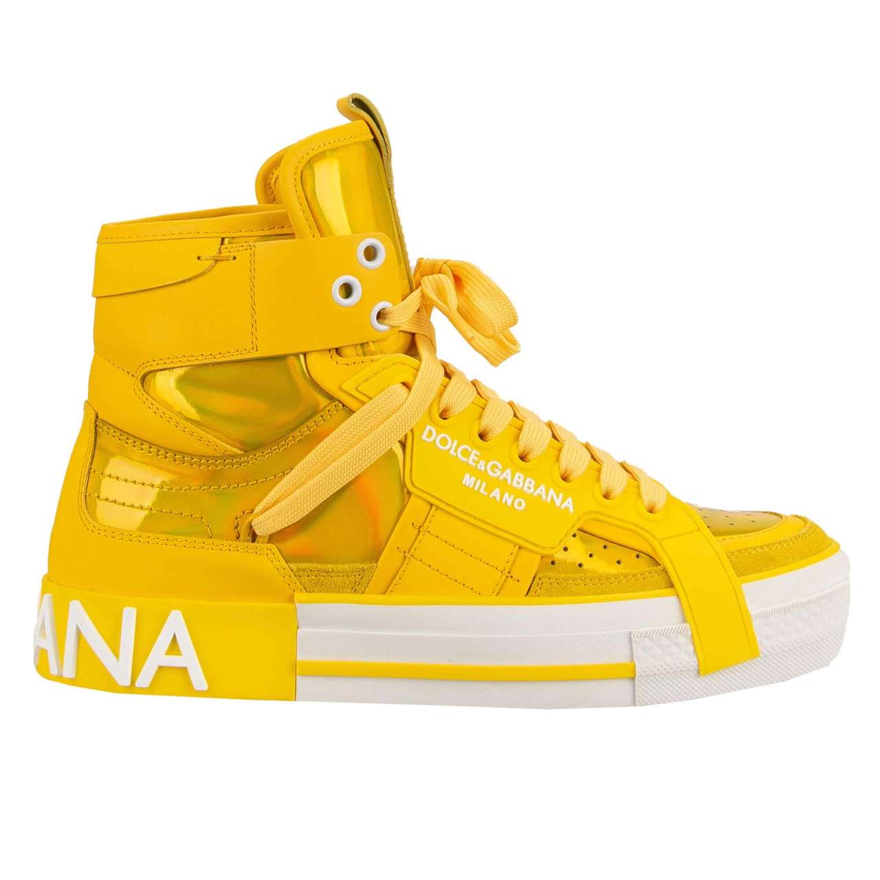 Dolce & Gabbana - DG Logo High Top Sneaker DONNA Rainbow Yellow EUR 36 For Sale