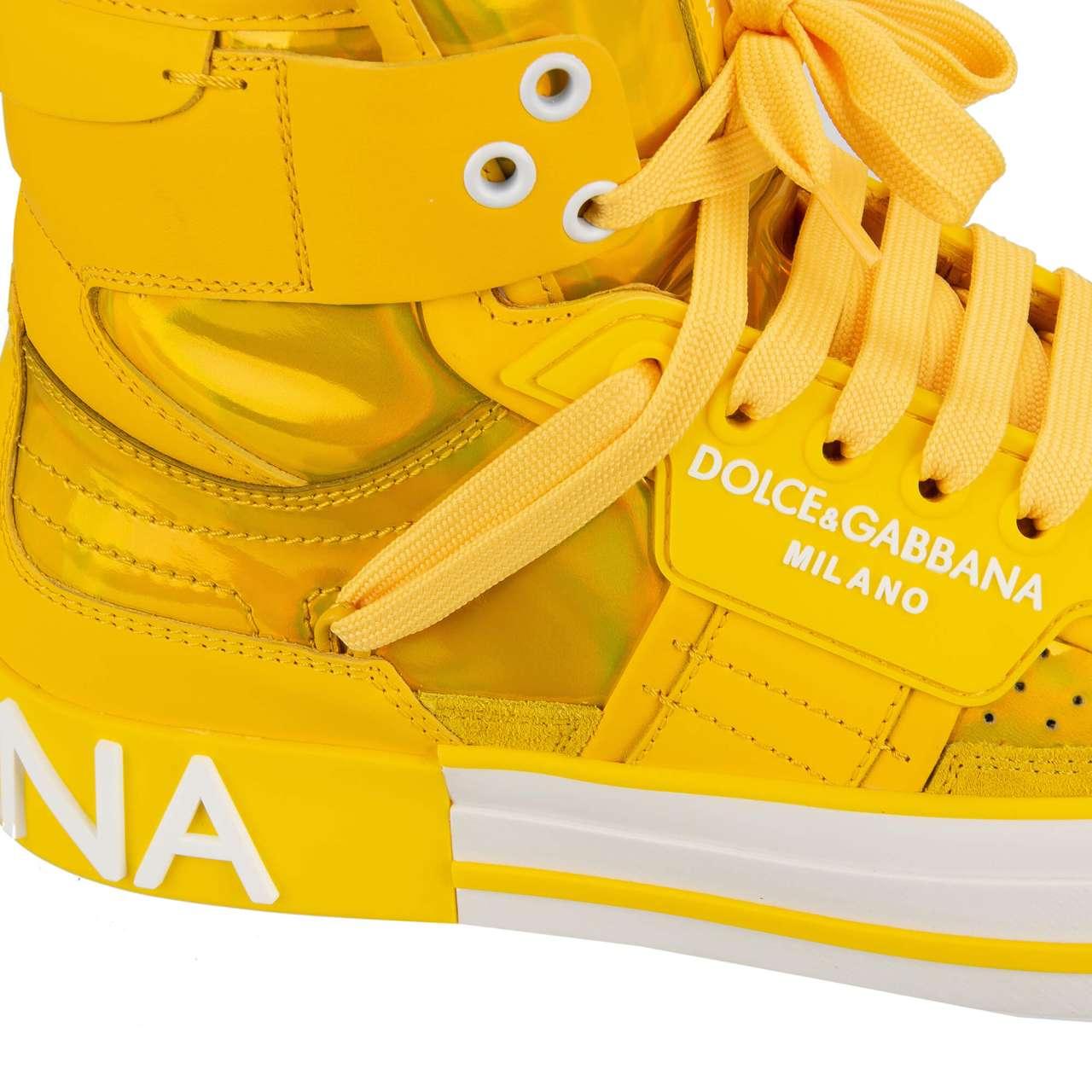 Dolce & Gabbana - DG Logo High Top Sneaker DONNA Rainbow Yellow EUR 38.5 For Sale 2