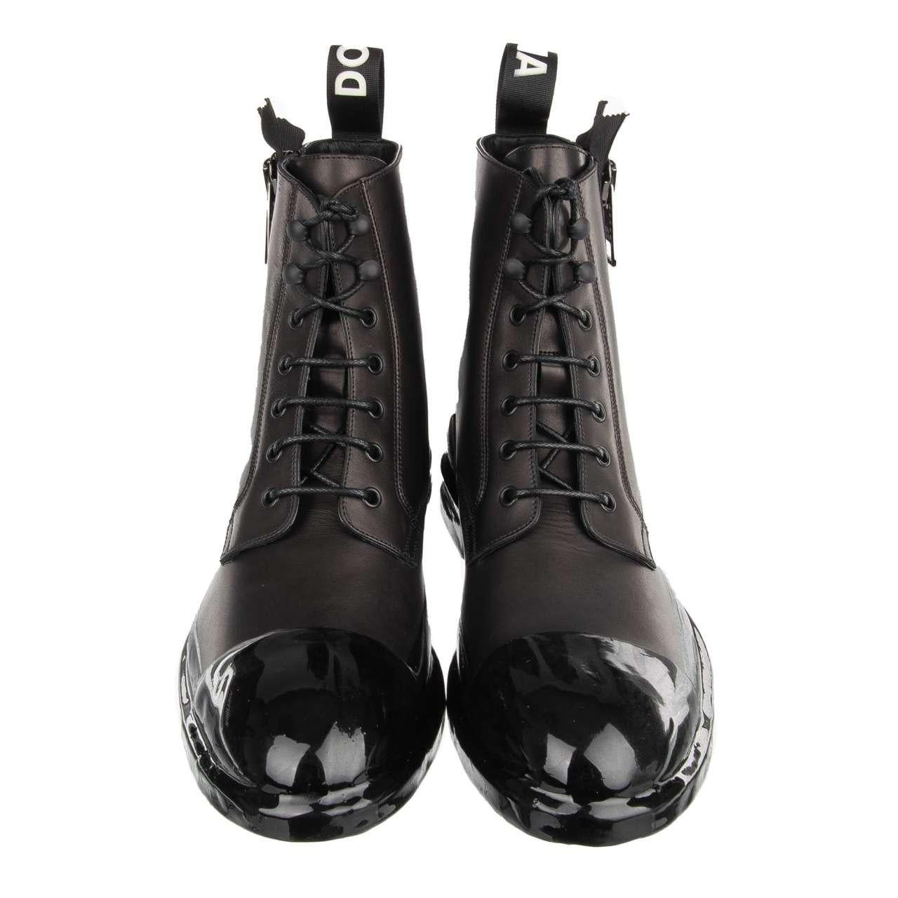 Men's Dolce & Gabbana DG Logo Leather Ankle Boots FIRENZE Black 44 UK 10 US 11 For Sale