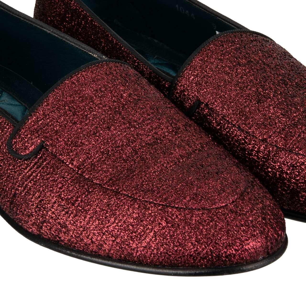 Dolce & Gabbana - DG Logo Lurex Glitter Loafer YOUNG POPE Bordeaux 43 UK 9 US 10 In Excellent Condition For Sale In Erkrath, DE