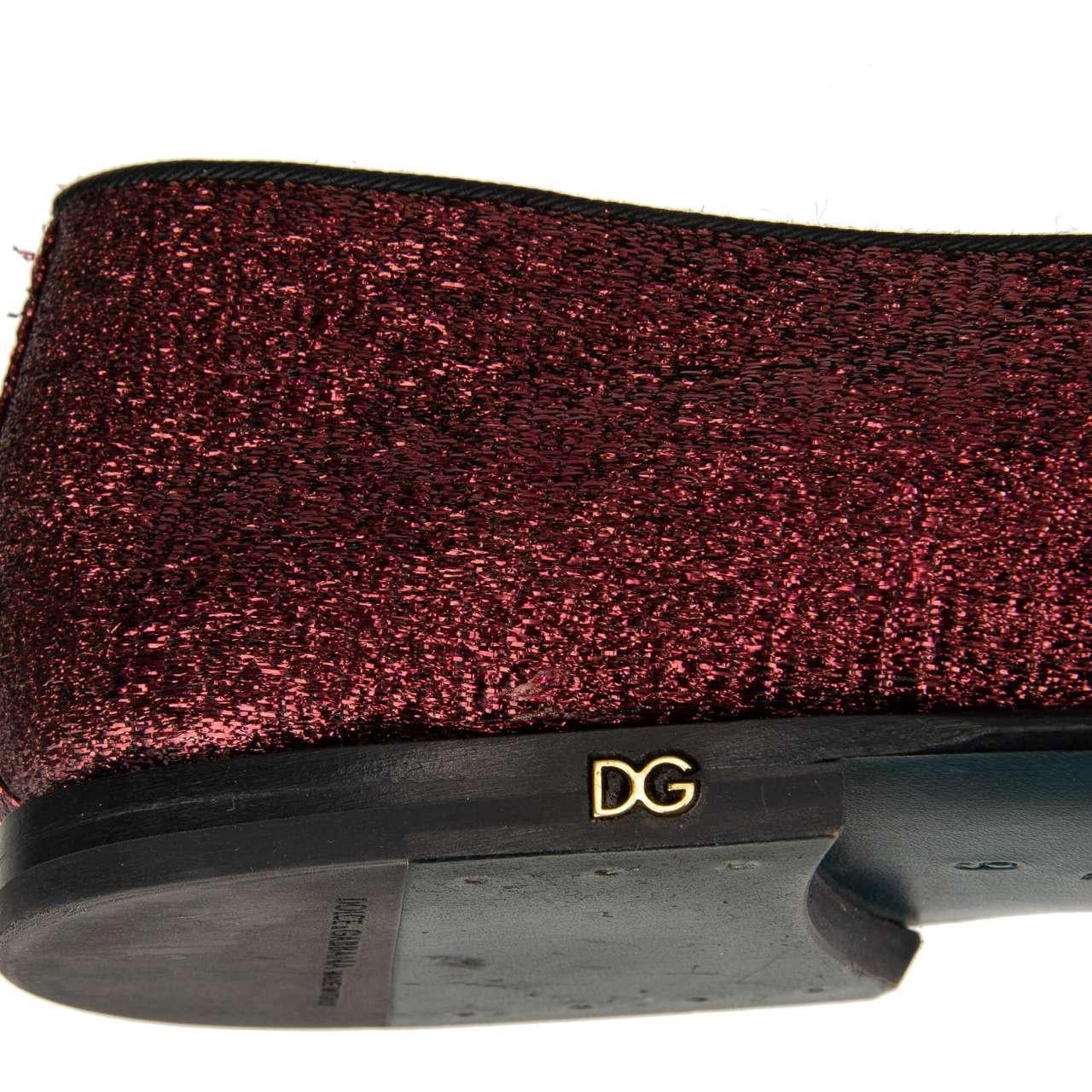 Men's Dolce & Gabbana - DG Logo Lurex Glitter Loafer YOUNG POPE Bordeaux 43 UK 9 US 10 For Sale