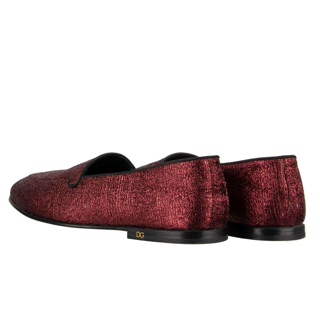 Dolce & Gabbana - DG Logo Lurex Glitter Loafer YOUNG POPE Bordeaux 43 UK 9 US 10 For Sale 2