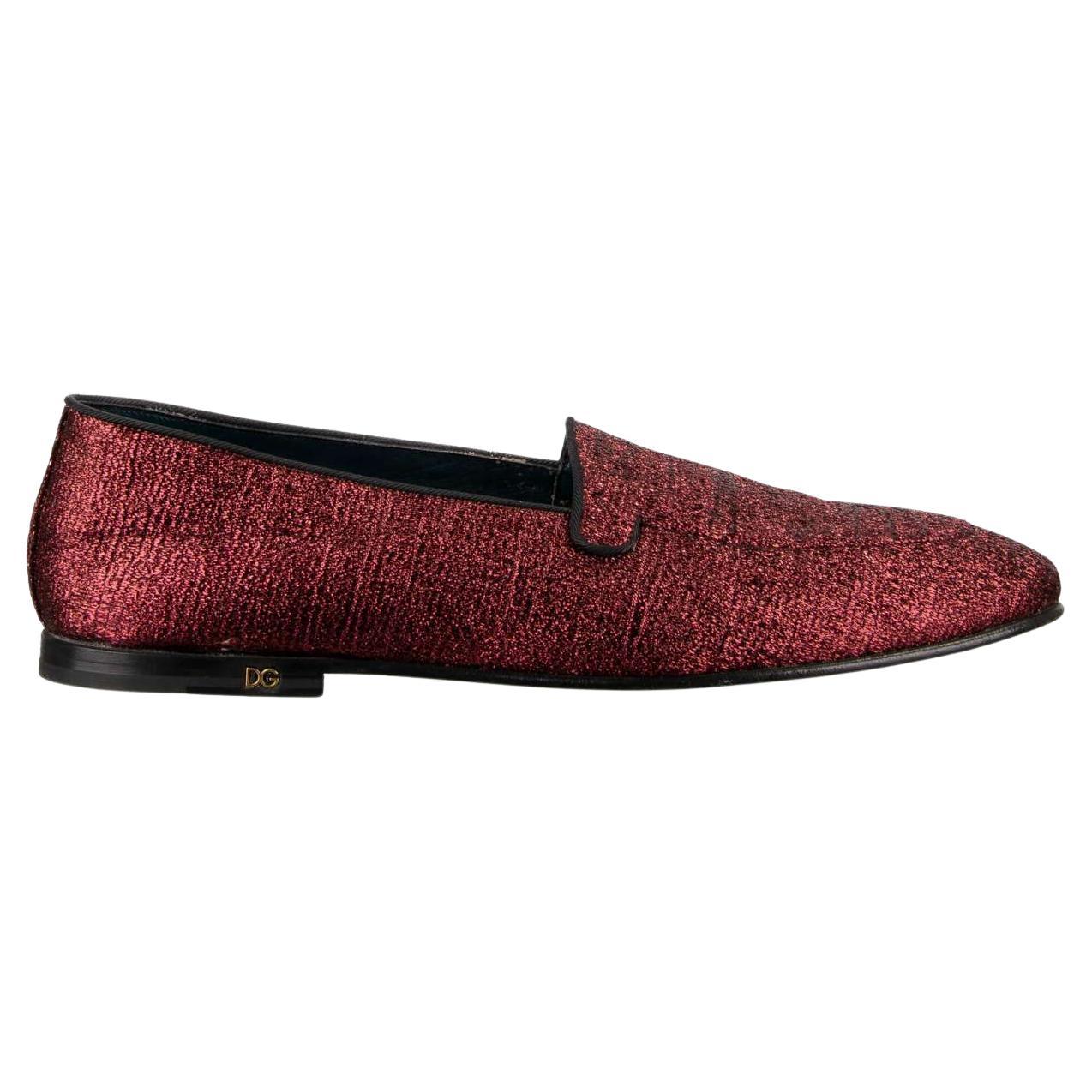 Dolce & Gabbana - DG Logo Lurex Glitter Loafer YOUNG POPE Bordeaux 43 UK 9 US 10 For Sale