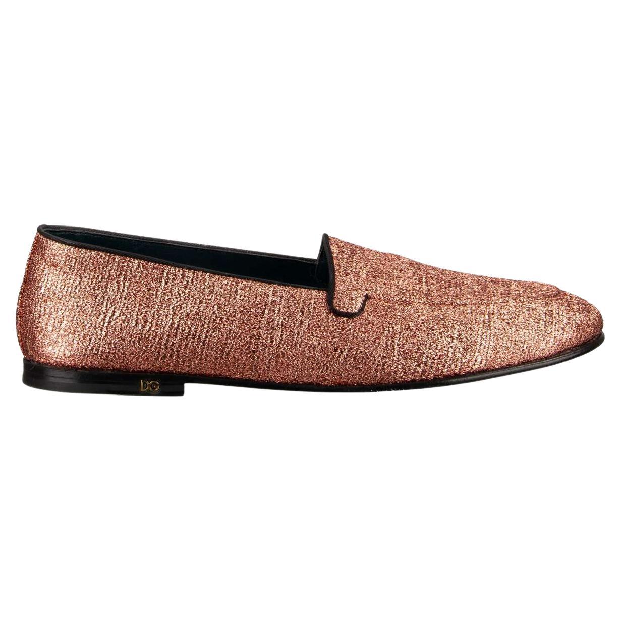 Dolce 
Gabbana - DG Logo Lurex Glitter Loafer YOUNG POPE Pink 44 UK 10 US 11 For Sale